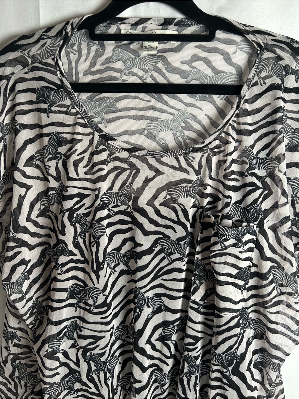 Women’s Black & White Zebra Print Scoop Neck Top by French Landry